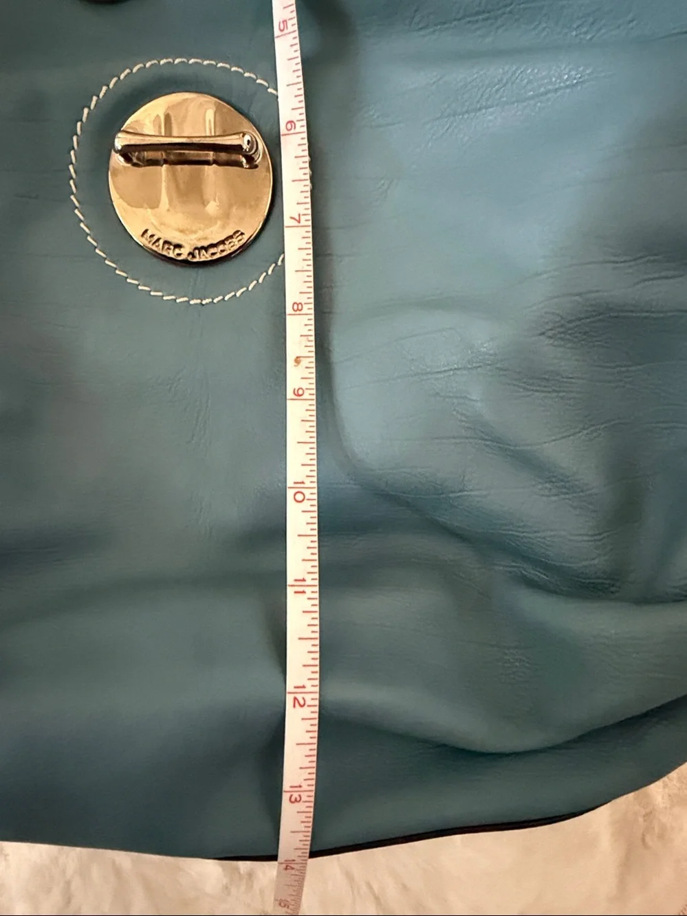 NWOT Vintage Marc Jacobs Made in Italy Blue Leather Hobo Bag Push Lock Dustbag